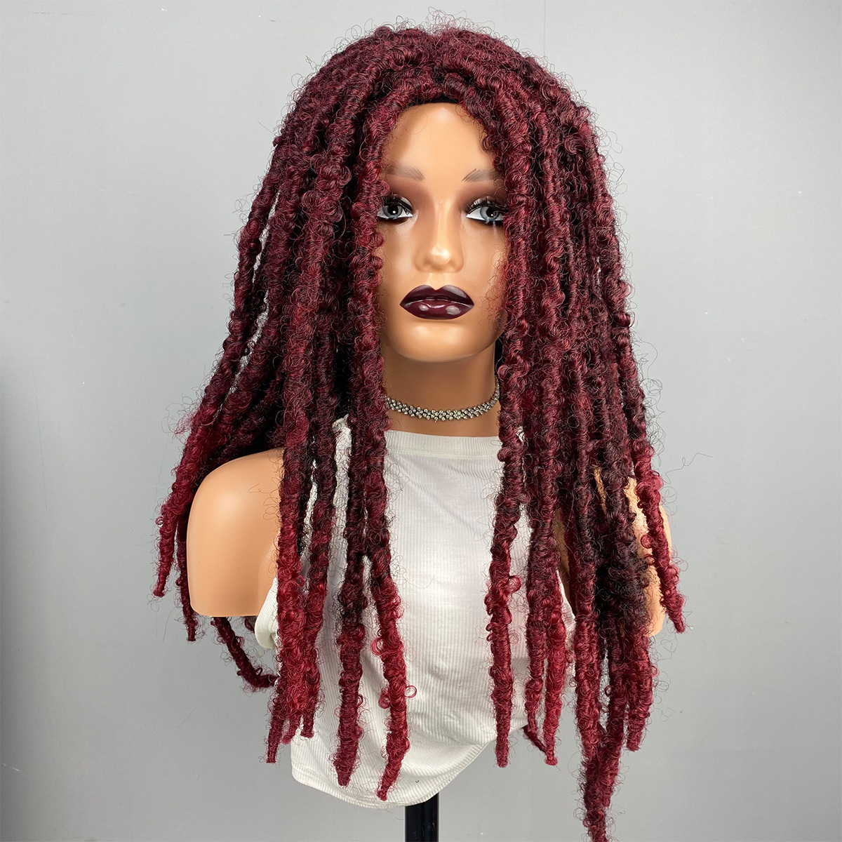 Wine Red Color Synthetic Braided Wig Butterfly Crochet Locs - Temu Canada