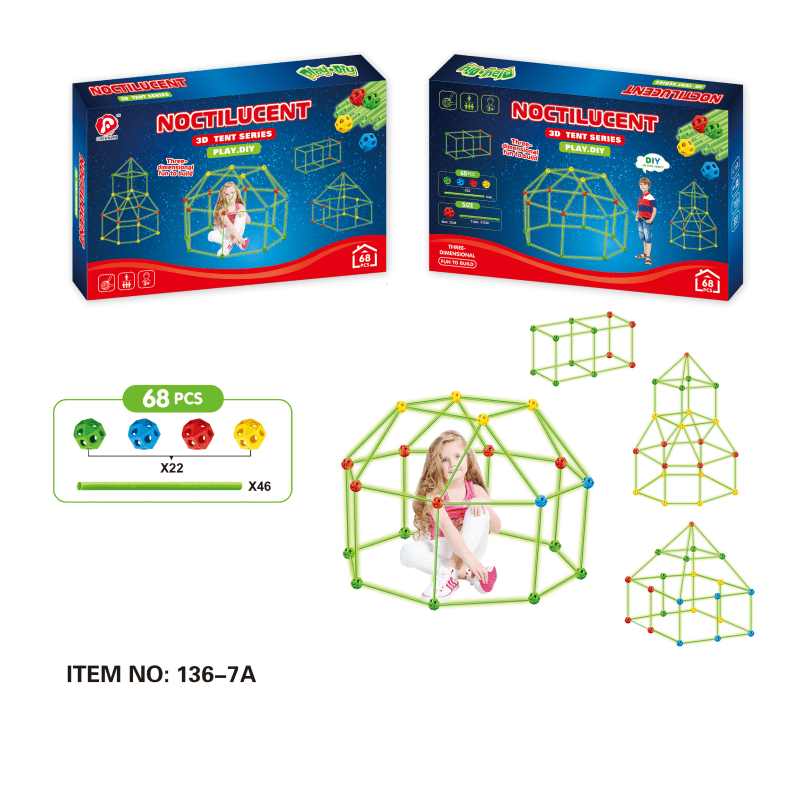 68pcs 3D tente d'enfants jouets lumineux maison de jeu pour