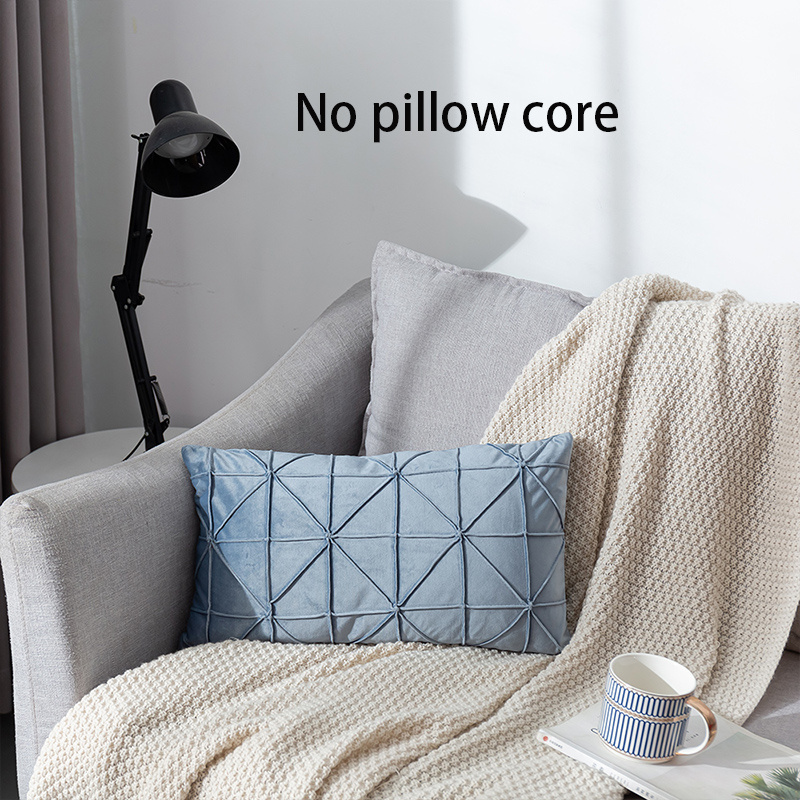 Solid Textured Sofa Cushion Cover Lattice Design Thickened Pillowcase