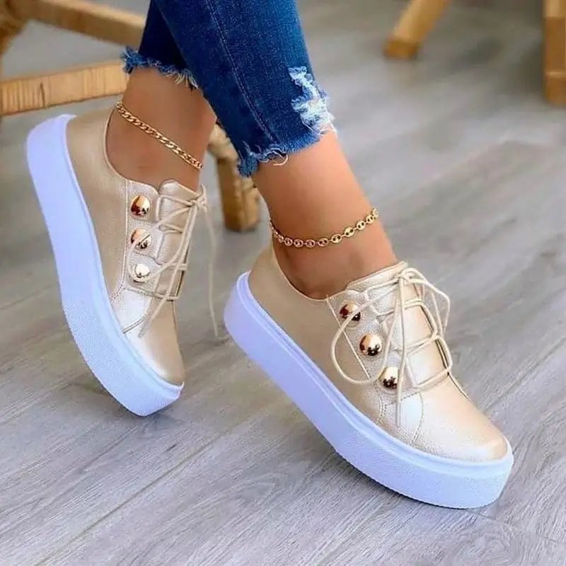 korruption kompliceret oversøisk Comfy Round Toe Lace Up Platform Shoes, Casual Walking Sneakers, Casual &  Stylish Shoes, Women's Footwear - Temu