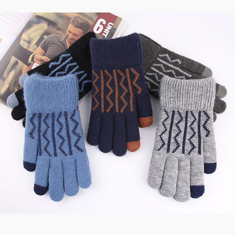 Winter Knit Gloves Touchscreen Warm Full Fingers Thermal Soft Outdoor ...