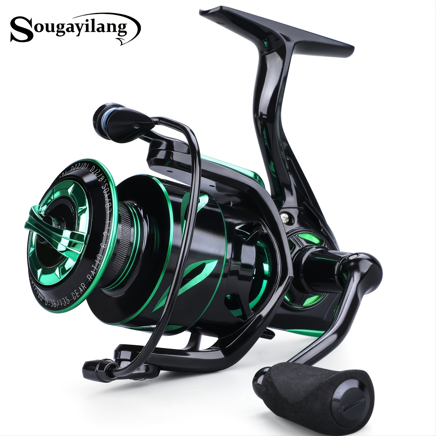 Sougayilang Fishing Reel 6.2:1 High-Speed Gear Ratio Spinning Fishing Reel with 12+1Stainless Bb and CNC Aluminum Spool & Handle for Freshwater and