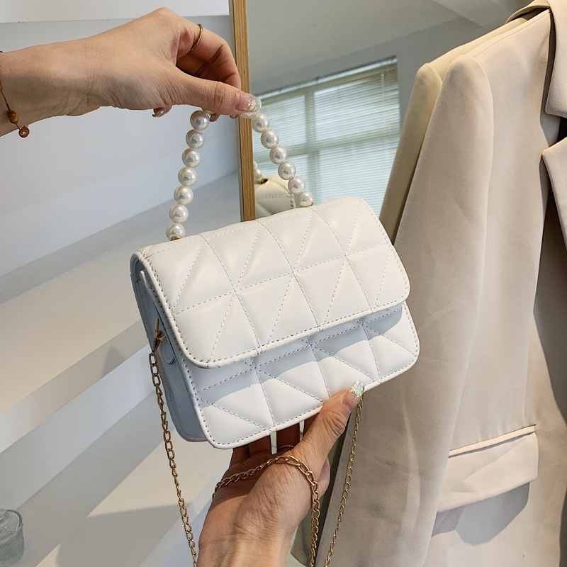 Pearl Handle Handbag, Women's Chain Crossbody Small Square Bag - Temu