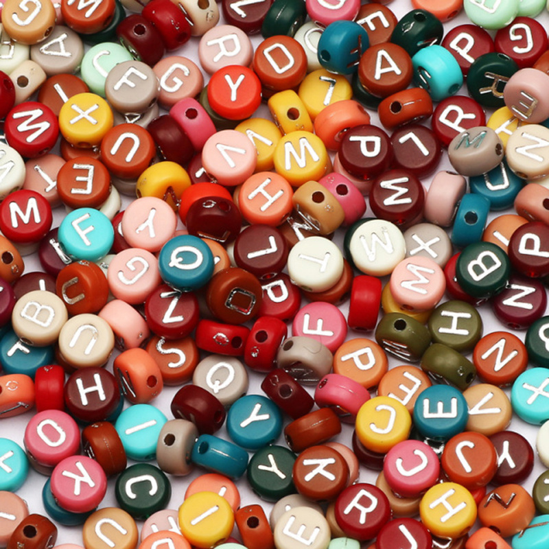 Mixed Color Mixed Letter Acrylic Beads Round Flat Alphabet - Temu