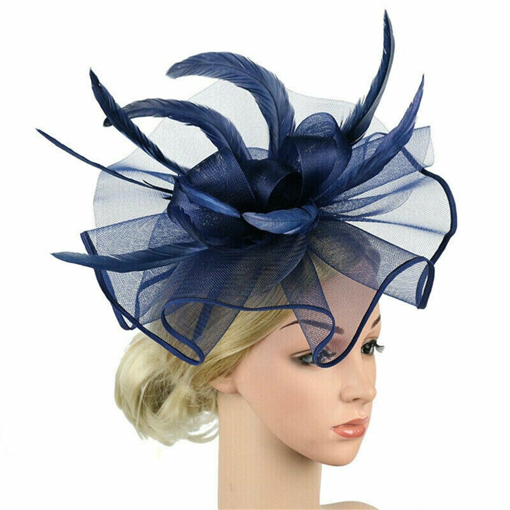 GWAABD Elastic Headband Hat for Women Wedding Flower Mesh Feathers Hair  Clip Tea Party Headband