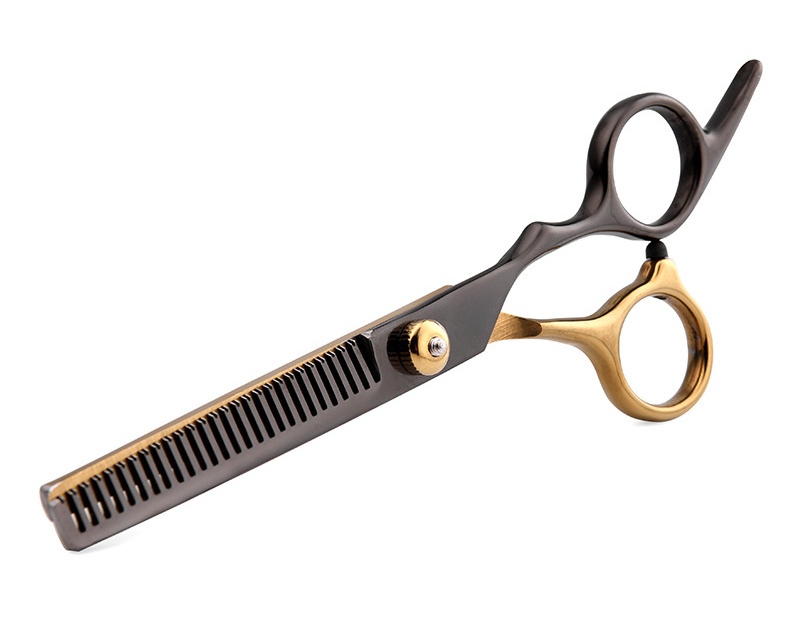 Unique Bargains 6.5 Stainless Steel Thinning Scissors Shear Barbers Salon Hairdresser Hair Cutting Black Silver Tone