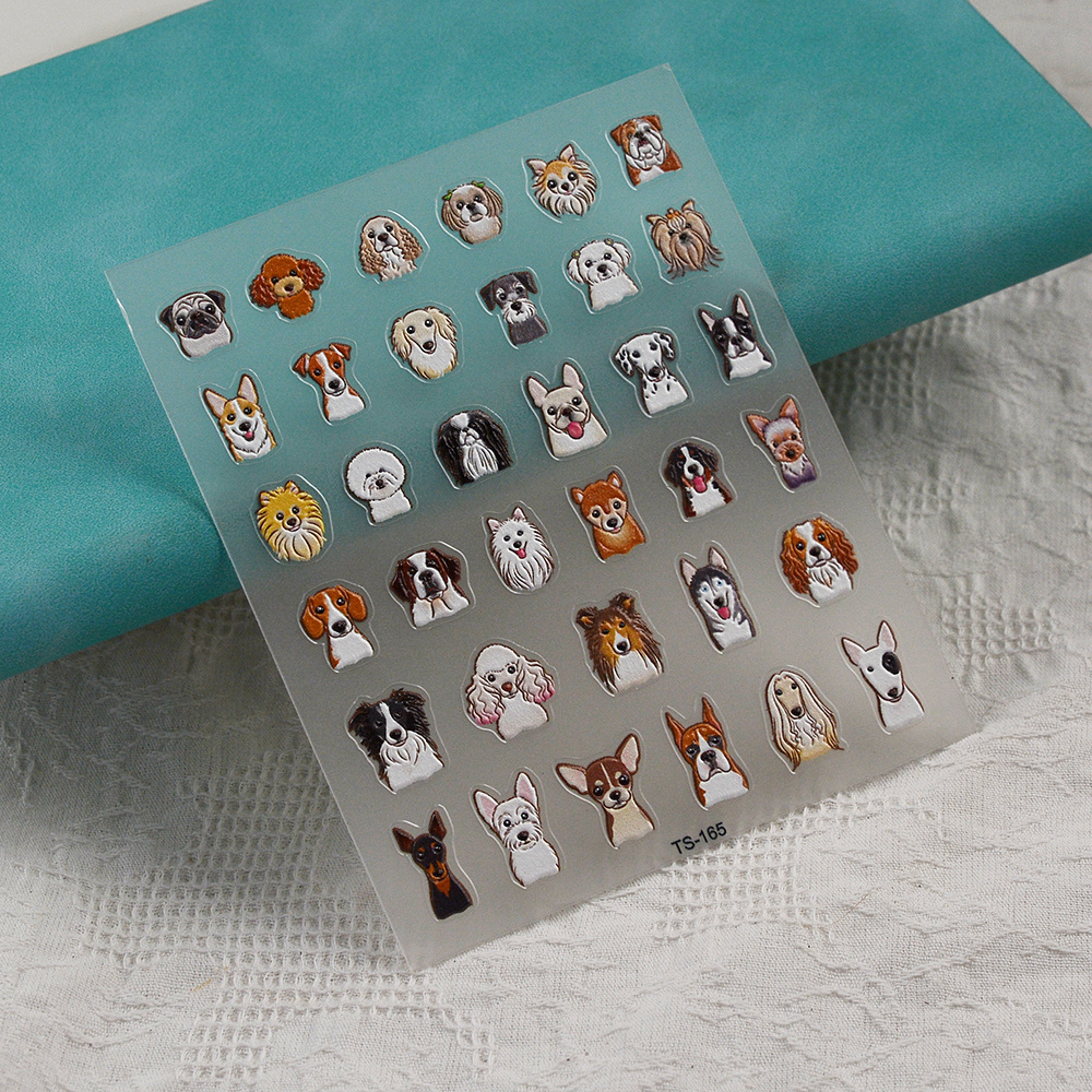 Puppy Dots Series 5d Nail Stickers Back Glue Nail Slider Designs Sliders Women Nails Art Decor