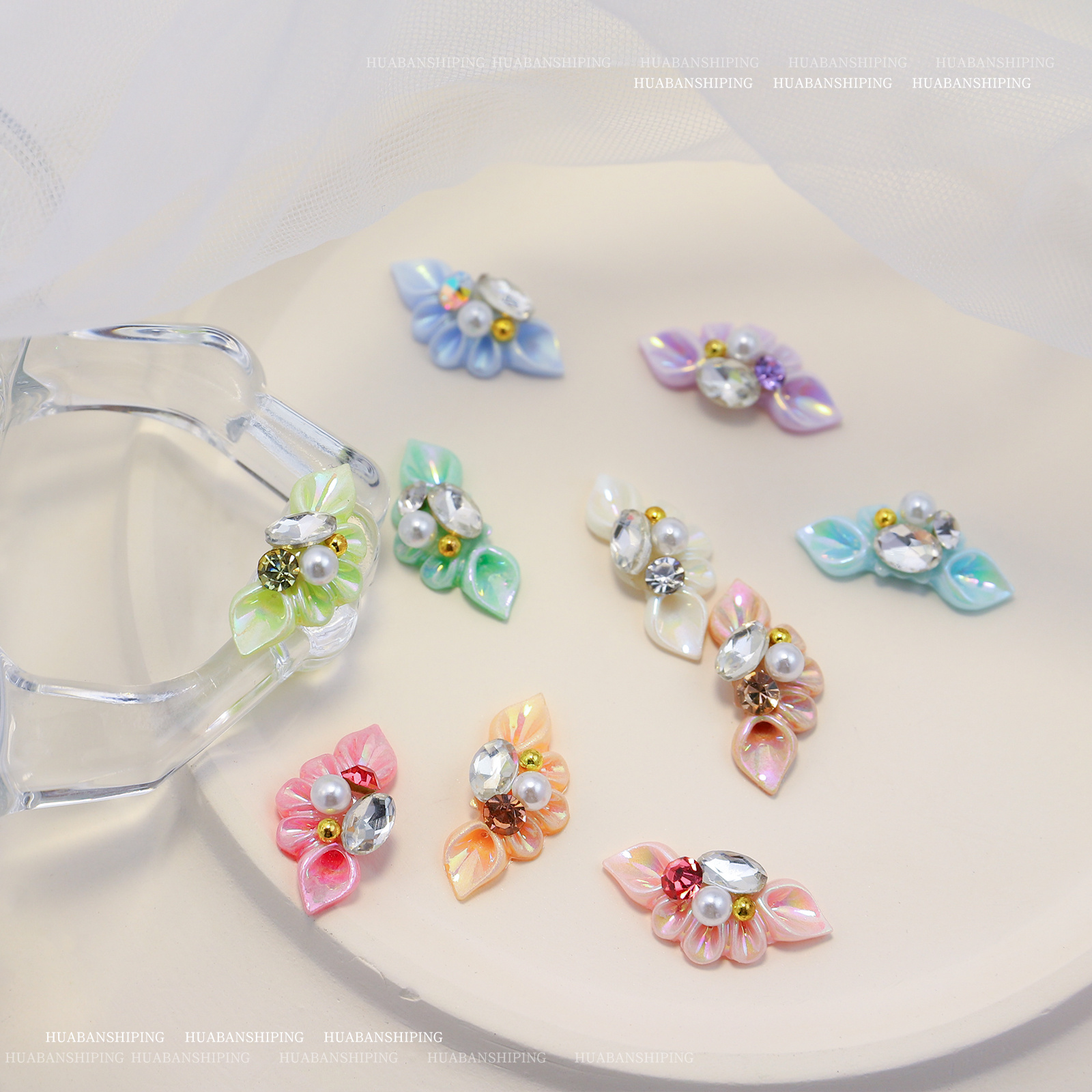 10 Colors Luxurious Floral Flap Nail Stickers 3d Resin Nail Temu