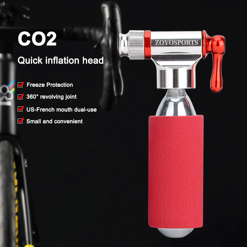 Kit de inflador de CO2 para bicicleta, kit de reparación de neumáticos sin  cámara para bicicleta con tapones e inflador de CO2, cabezal de inflador