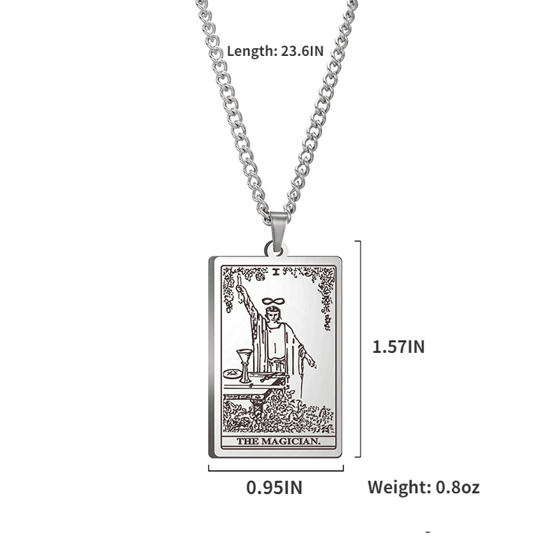 Stainless Steel Tarot Card Pendant Necklace 18k Gold Plated - Temu