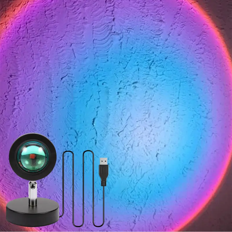 1pc sunset light projector with remote control 16 color changing usb night light romantic floor lamps for bedroom living room decors rainbow projection lamp for photo background romantic gifts for women details 9