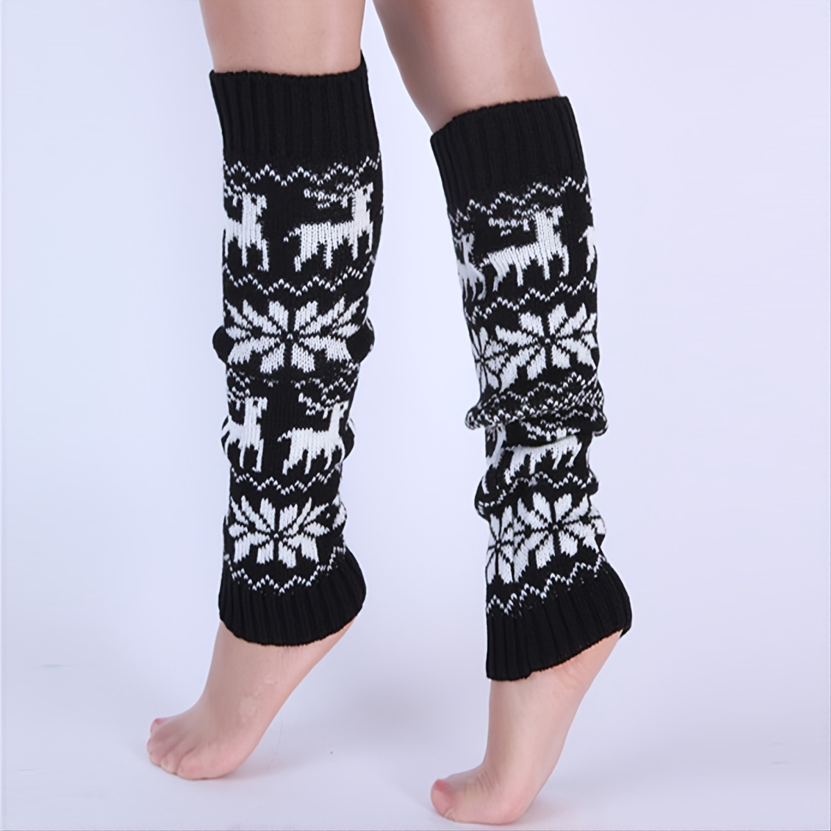 

Christmas Knit Leg Warmers, Rib-knit Knee-high Leg Warmer Socks, Women's Stockings & Hosiery