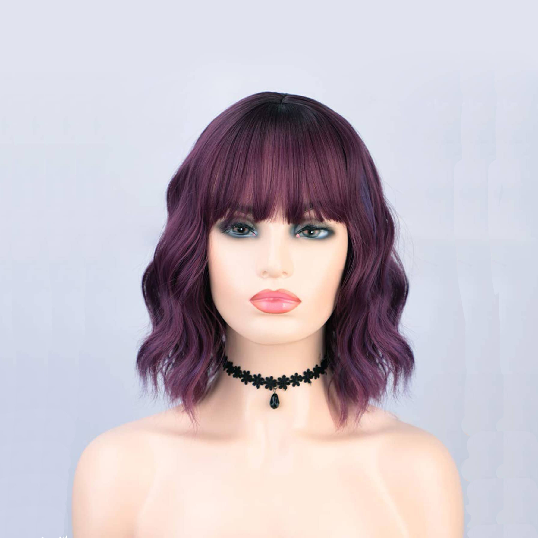 TEMU Short Curly Synthetic Wig With Bangs