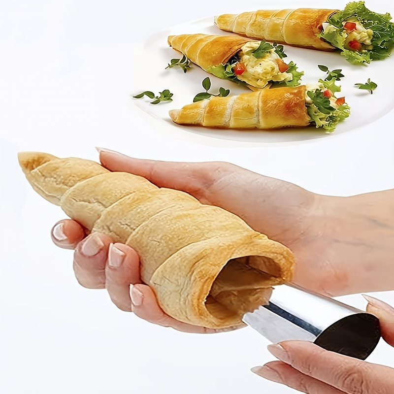 

5pcs Stainless Steel Cream Horn Molds, Pastry Cone Shape Non-stick Cream Moulds, Croissant Mold
