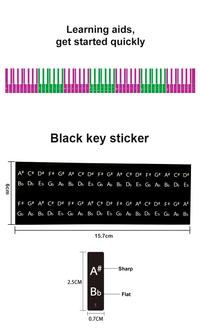Piano Stickers 88/61 Key Electronic Organ Electric Steel Temu New Zealand