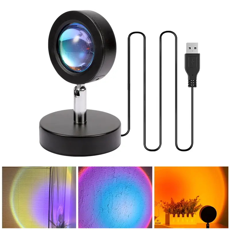 1pc sunset light projector with remote control 16 color changing usb night light romantic floor lamps for bedroom living room decors rainbow projection lamp for photo background romantic gifts for women details 13