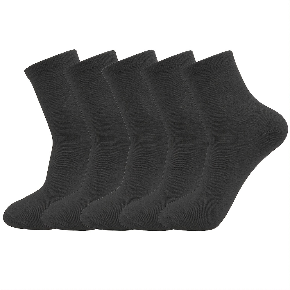 

5 Pairs Of Men's Cotton Blend Anti Odor & Sweat Absorption Solid Color Low Cut Socks, Comfy & Breathable Socks, For Daily & Outdoor Wearing, Spring And Summer