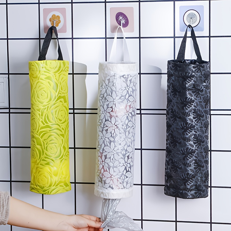 

1pc Plastic Bag Holder, Waterproof Linen Wall Hanging Grocery Bag Dispenser, Garbage Bag Organizer