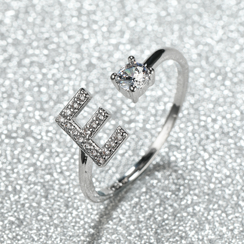 Image of Popular Fashion Silvery Az Letter Ring Initials Wedding Love Couple Rings Bridesmaid Gift