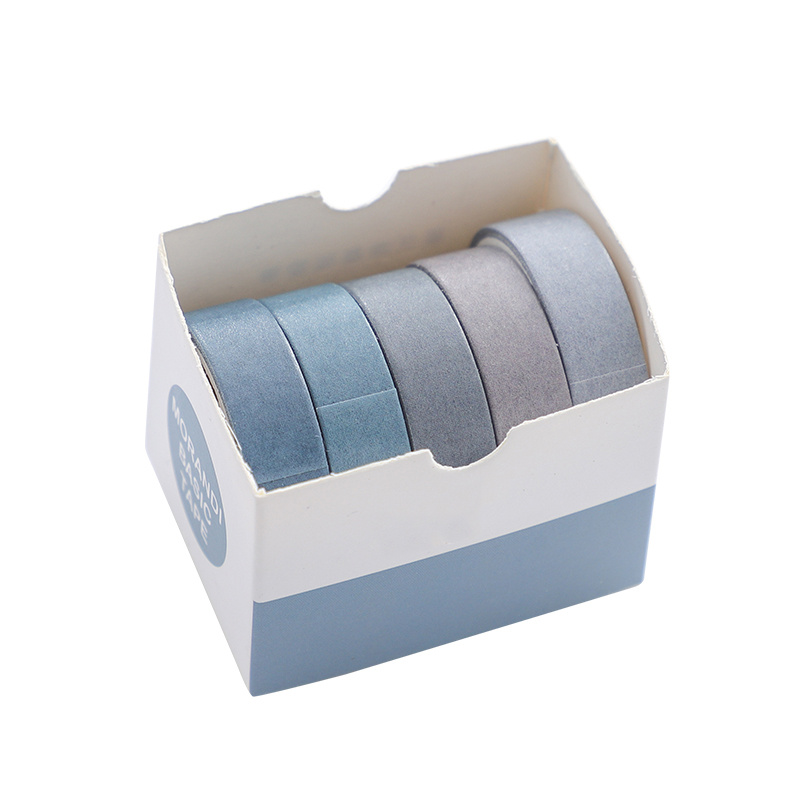 5Rolls/box Solid Color Washi Tape Set Decorative Masking Tape Cute