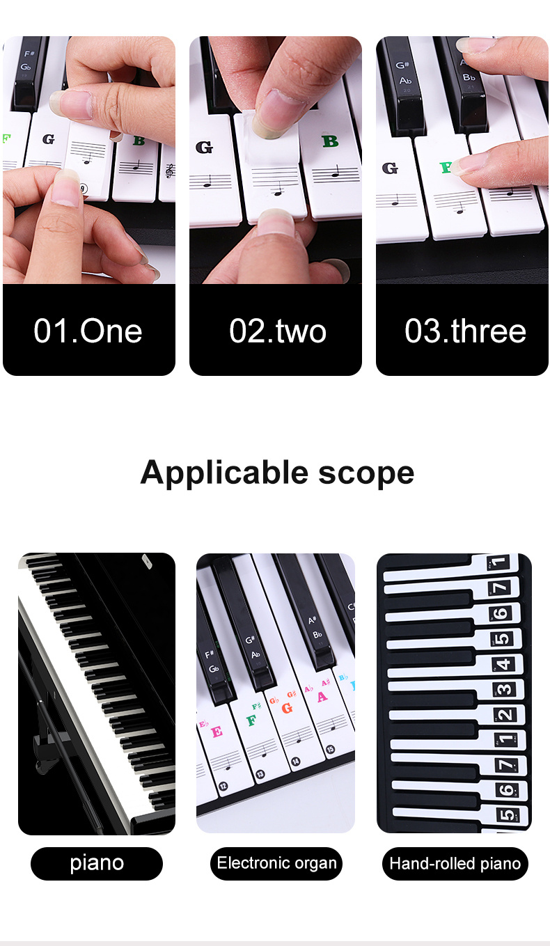 88 key Piano Keyboard Sticker Set Staff Notation Note - Temu Canada