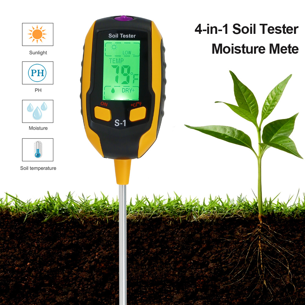 4 In 1 Soil Ph Meter Soil Tester Moisture Meter Ph Levels Detector ...