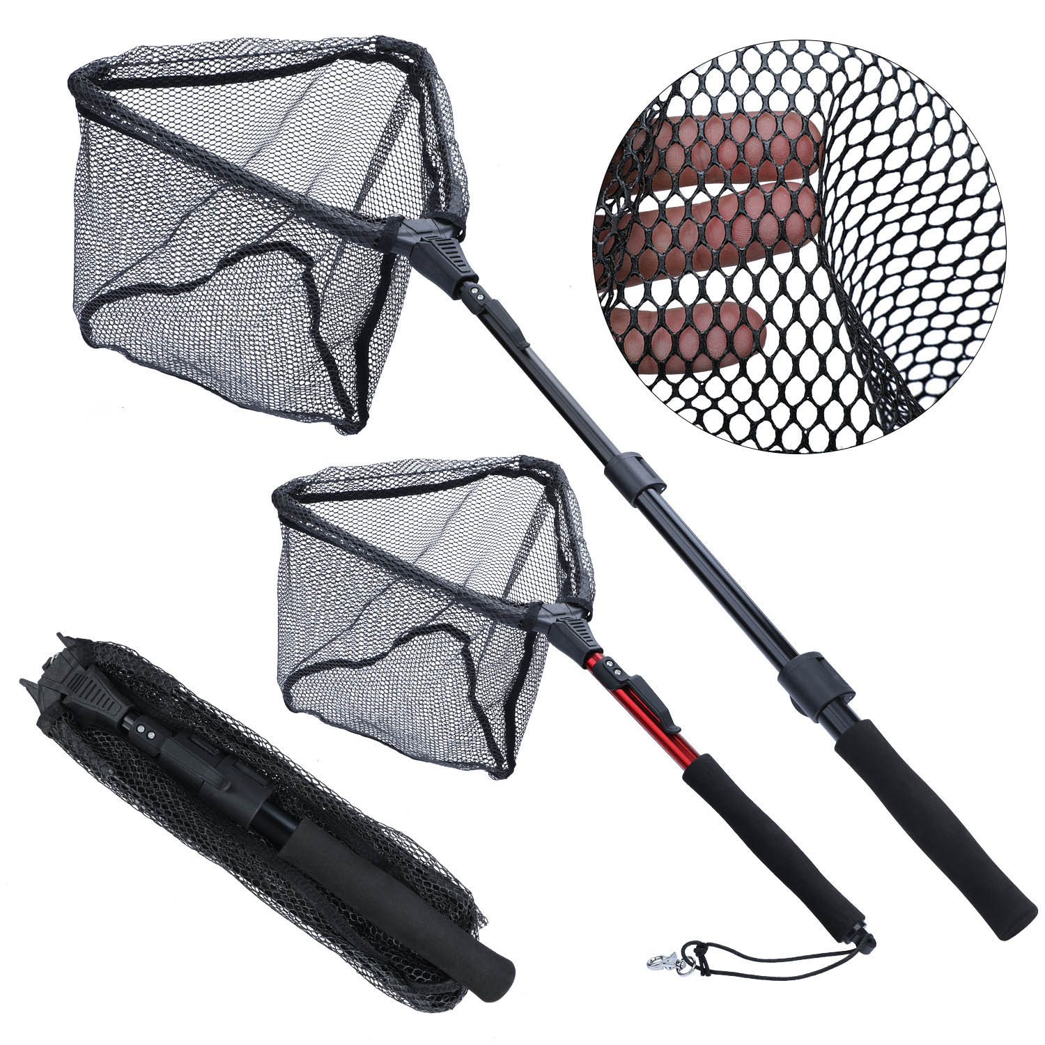 Carbon Fishing Net Portable Fish Landing Hand Net Foldable - Temu