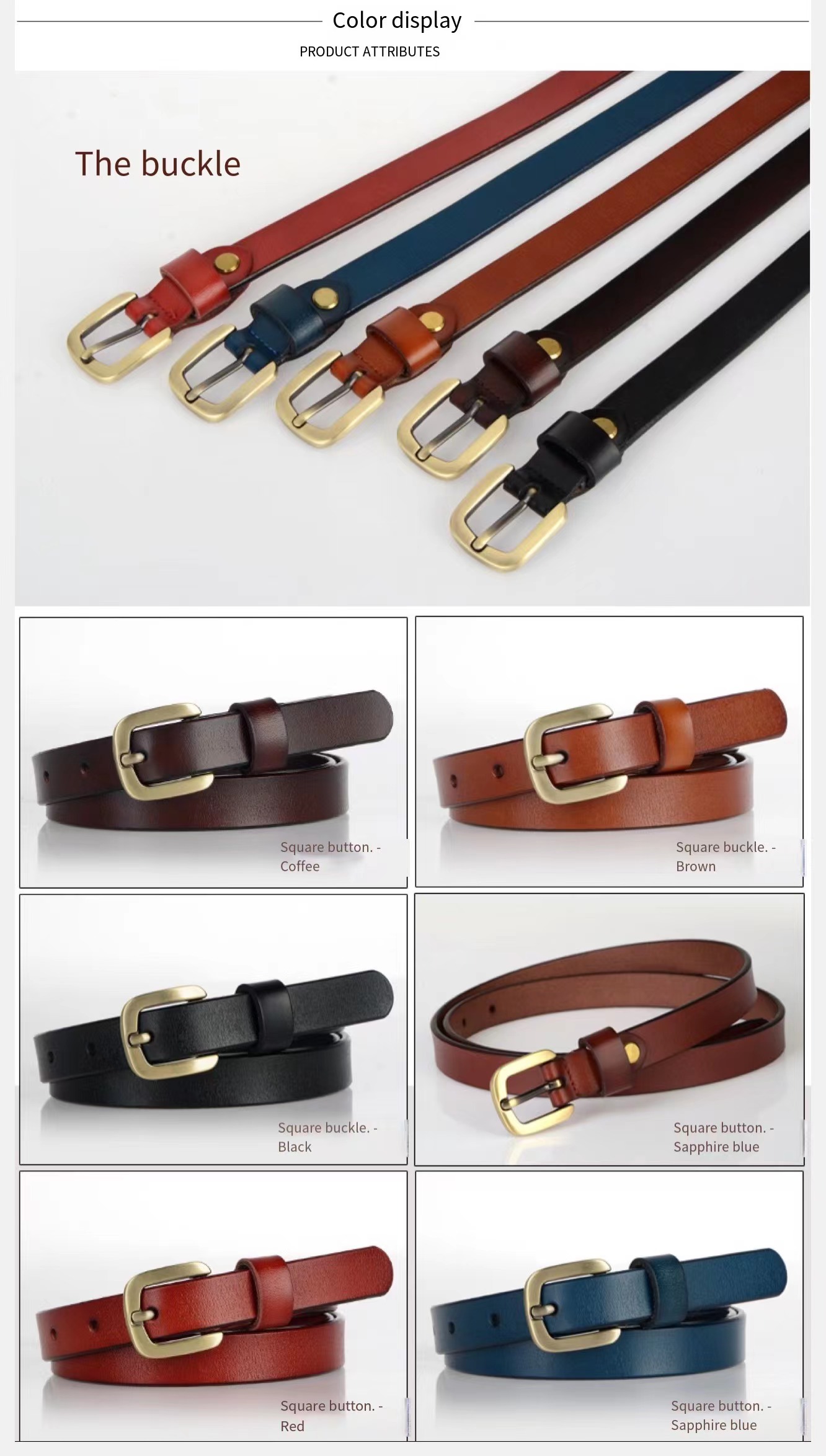 9165 Women\'s Leather Belt For Jeans Pants Fashion Faux With Gold Amazon.com: TRIWORKS Women Leather Belt for Jeans Pants  main image 4