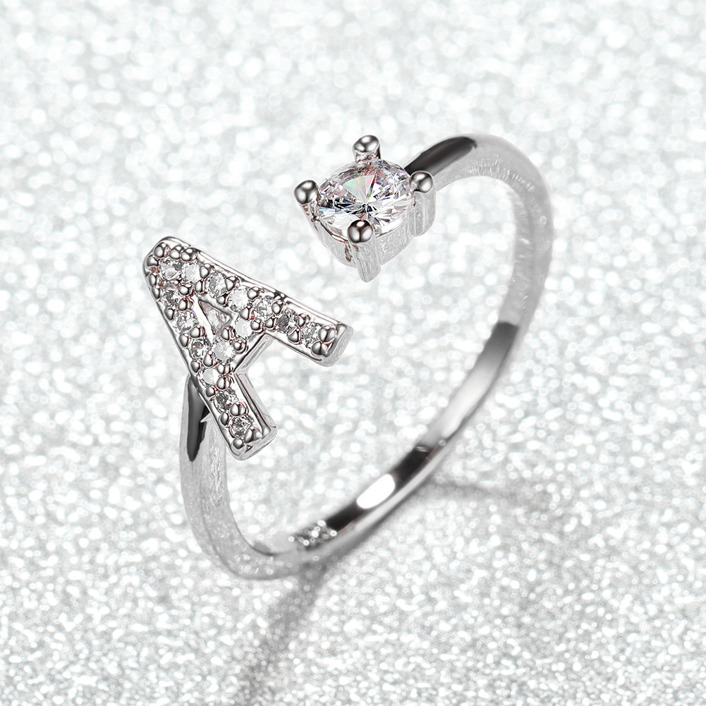 Popular Fashion Silvery Az Letter Ring Initials Wedding Love Couple Rings Bridesmaid Gift
