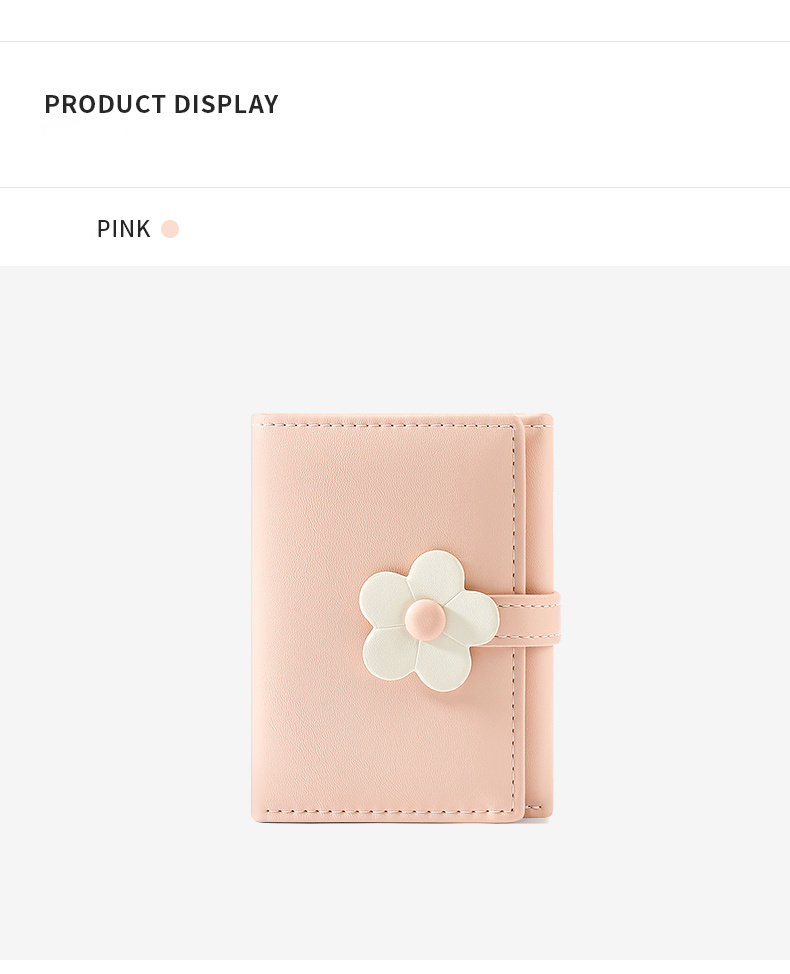 Cute Small Wallet, Women's Trifold Wallet, Flower Print Card Holder With Id  Window & Cash Pocket - Temu