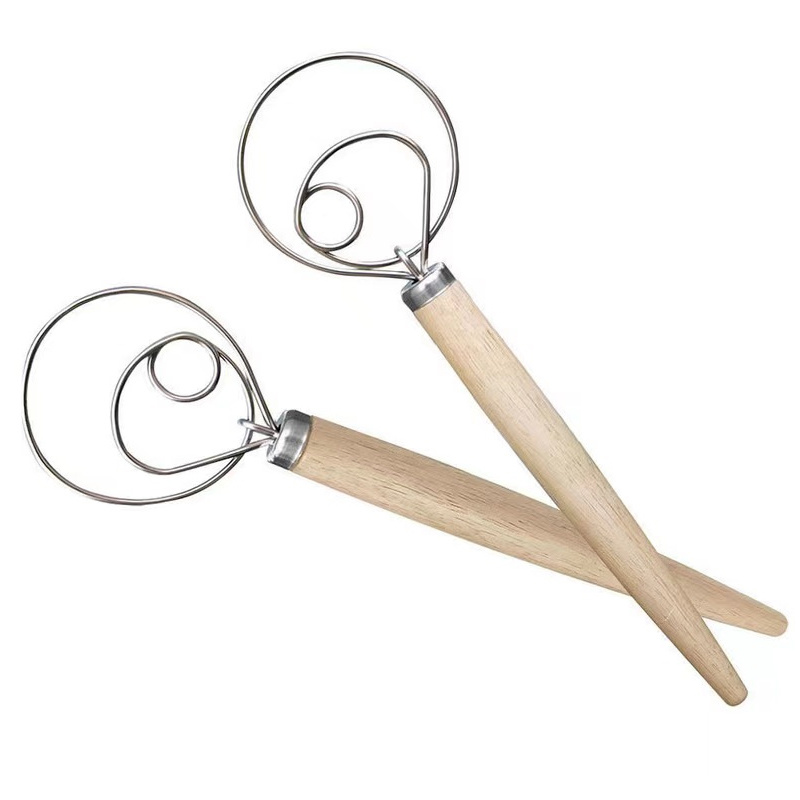 Stainless Steel Dough Whisk With Wooden Handle Bread - Temu