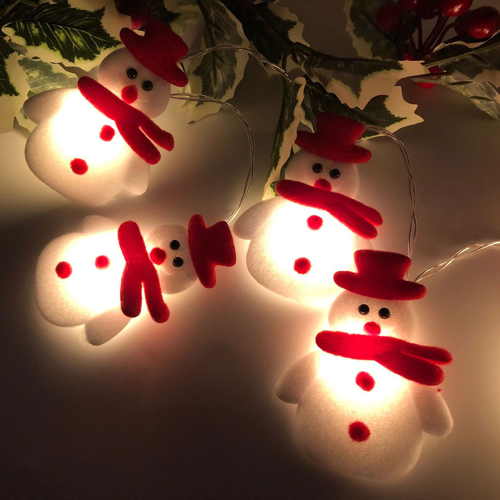 1 set of 10led string lights christmas snowman fairy lights outdoor garland curtain string for holiday xmas party christmas new year lamp details 6