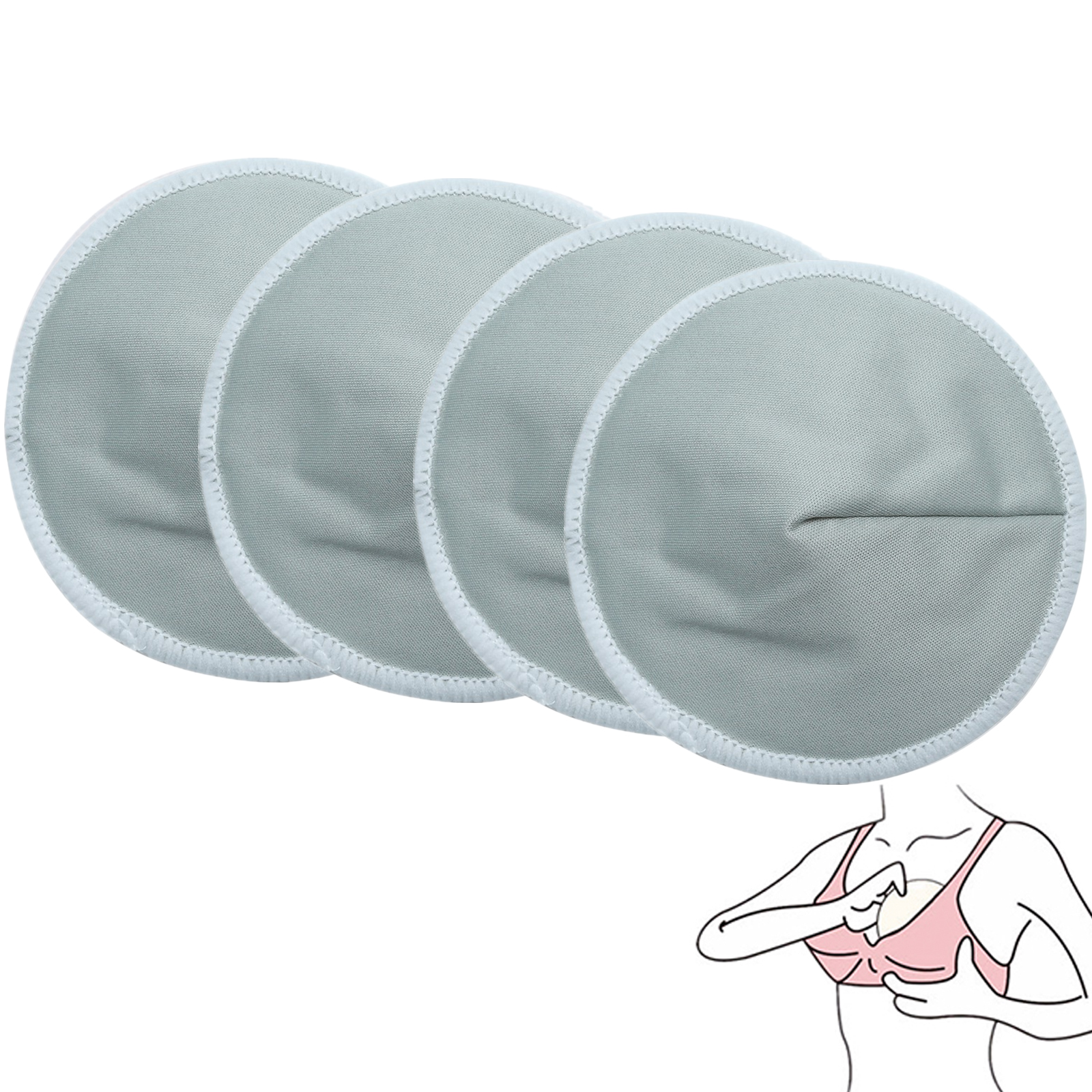 Organic Washable Breast Pads 4 Pack | Reusable Nursing Pads for Breastfeeding, 4pcs