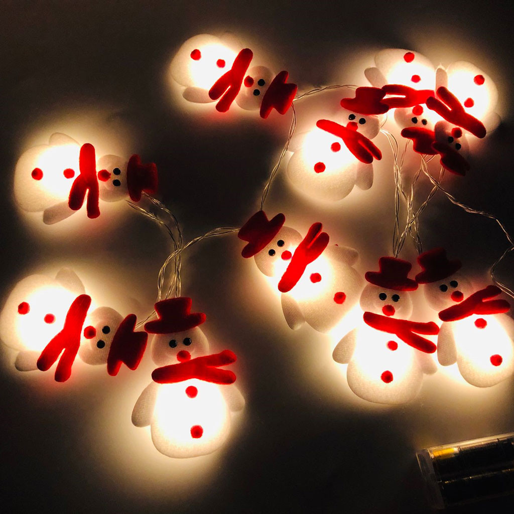 1 set of 10led string lights christmas snowman fairy lights outdoor garland curtain string for holiday xmas party christmas new year lamp details 2