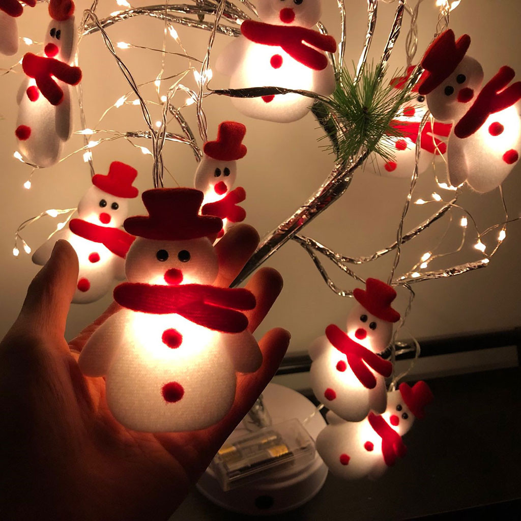 1 set of 10led string lights christmas snowman fairy lights outdoor garland curtain string for holiday xmas party christmas new year lamp details 3