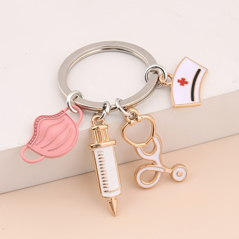 Medical Aid Personnel Car Key Chain: Show Your Support with this Car Nurse Doctor Mask Key Ring!