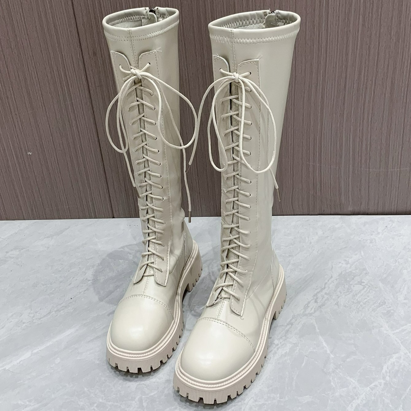 hoksml Womens Boots Fall/Winter New Thick Heel Slim Knight Boots