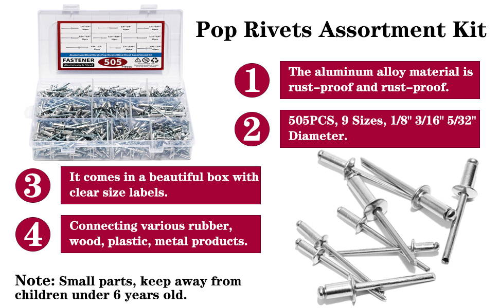 Aluminum Blind Rivets 9 Sizes Pop Rivets Assortment Kit - Temu