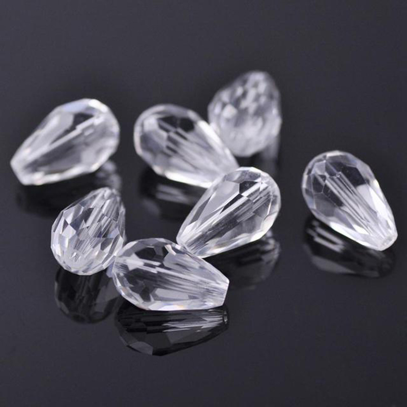 Faceted Clear Quartz Teardrop Beads, Stone Beads - Dearbeads