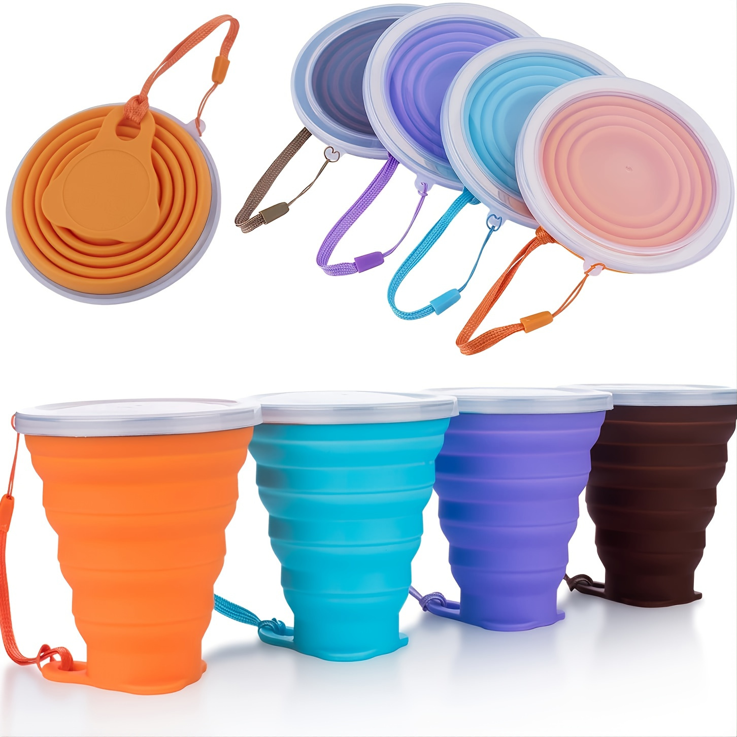

Collapsible Silicone Travel Cup With Lid - Portable And Reusable Drinking Cup For Camping, Hiking, And Outdoor Activities