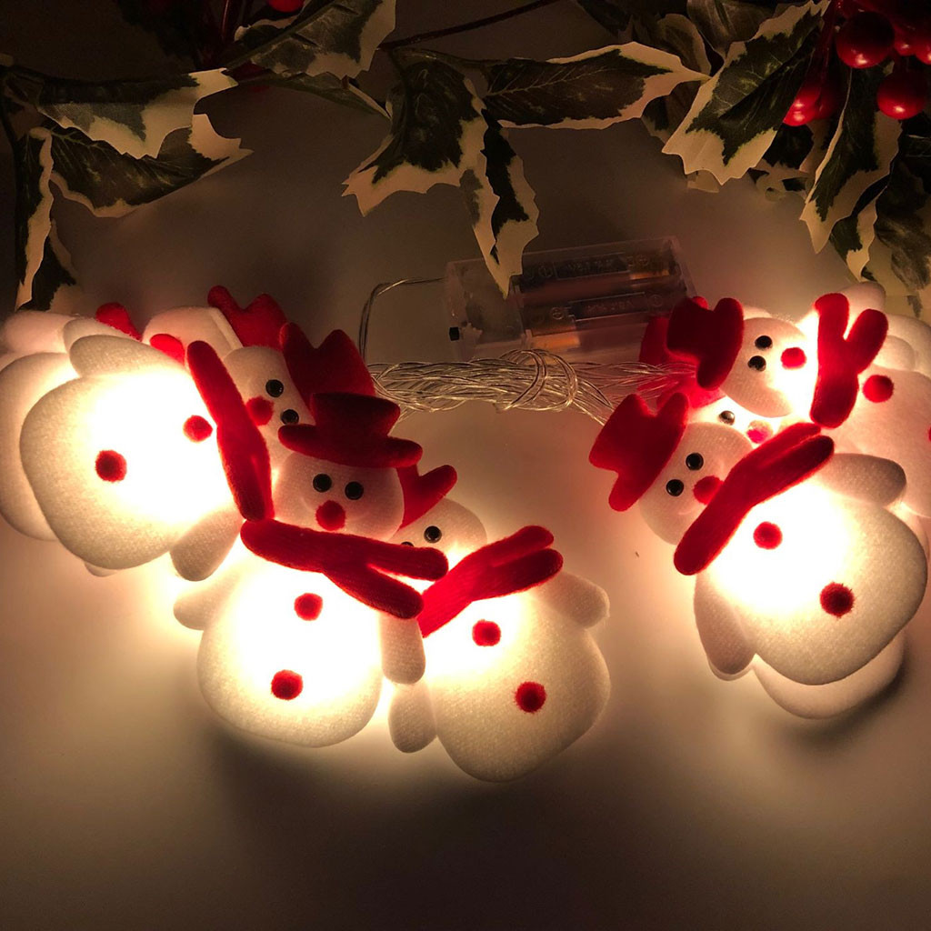 1 set of 10led string lights christmas snowman fairy lights outdoor garland curtain string for holiday xmas party christmas new year lamp details 4