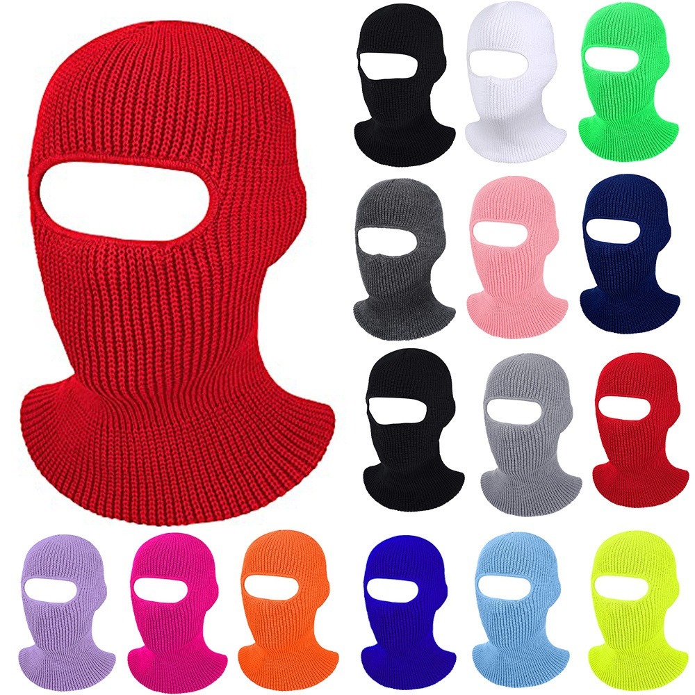 1pc Unisex Full Face Cover Hole Ski Mask Hats Windproof Knit Hat Winter Warm Hat For Outdoor Sports