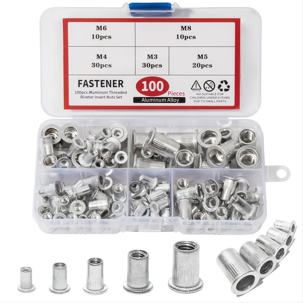 100pc Nut And Bolt Set 6mm Thread (M6 x 1.0) Various Length 30-100mm Bolts - 2