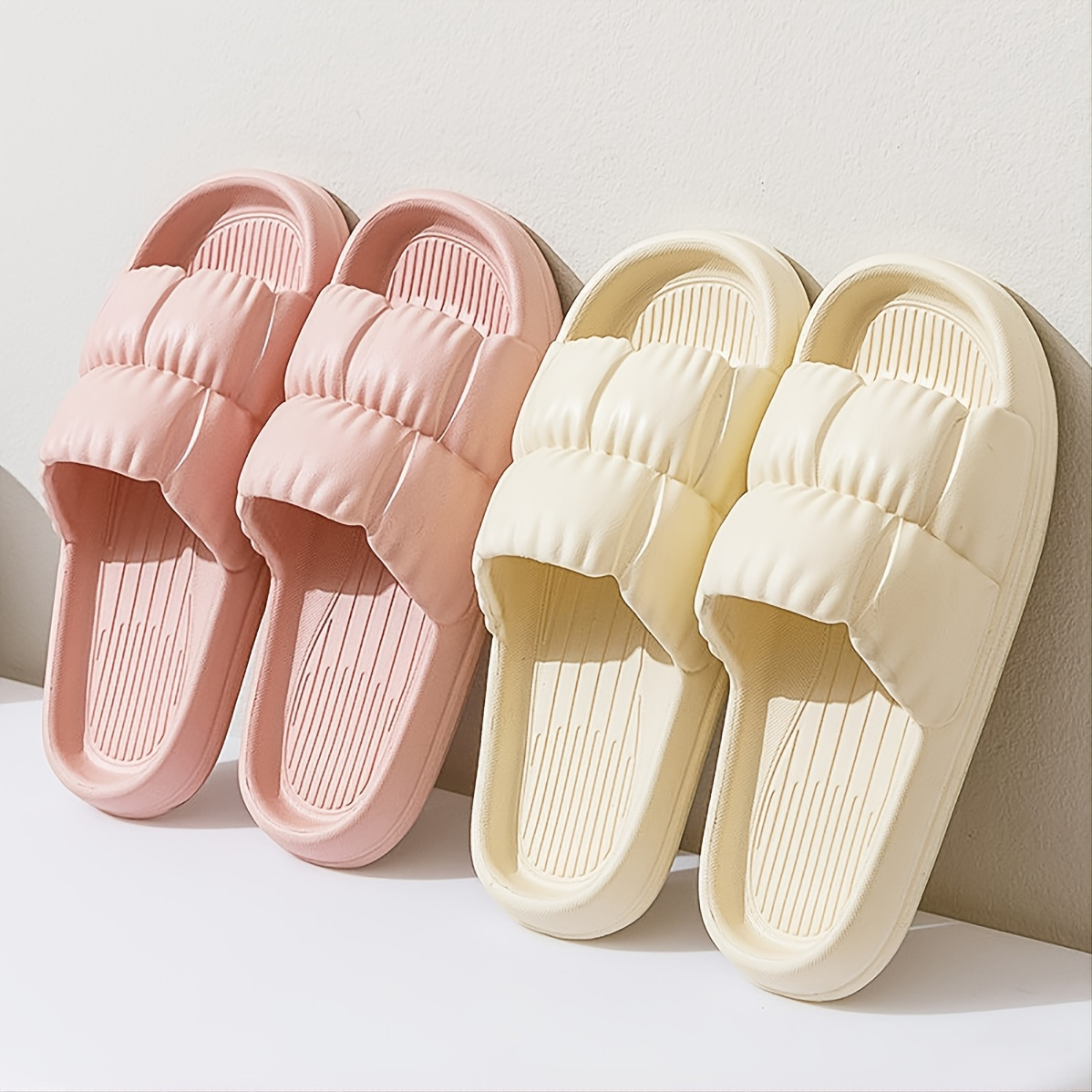 Men's Trendy Solid Color Slip On Soft Platform Eva Slides, Open Toe  Anti-skid House Shoes - Temu
