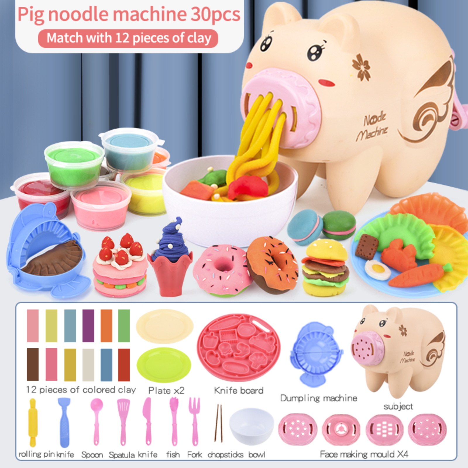 Autre jeux éducatifs et électroniques GENERIQUE Enfants moule cochon jouets  couleur argile outil ensemble puzzle bricolage boue pâtes machine