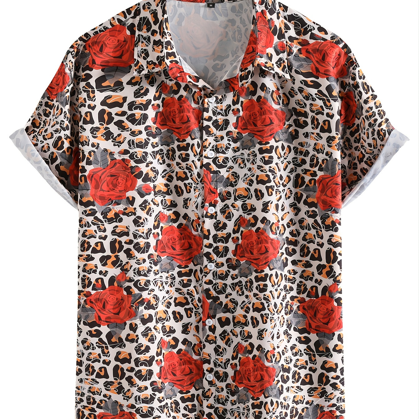 2022 Summer Men's Shirts Brown Spotted Red Rose Casual Shirts | Don't ...