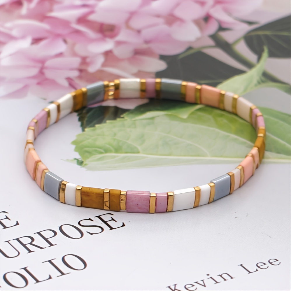 

1pc Boho Jewelry Tila Seed Bead Multicolour Bracelets For Women Dainty Handmade Item Cubic Minimalist Friendship