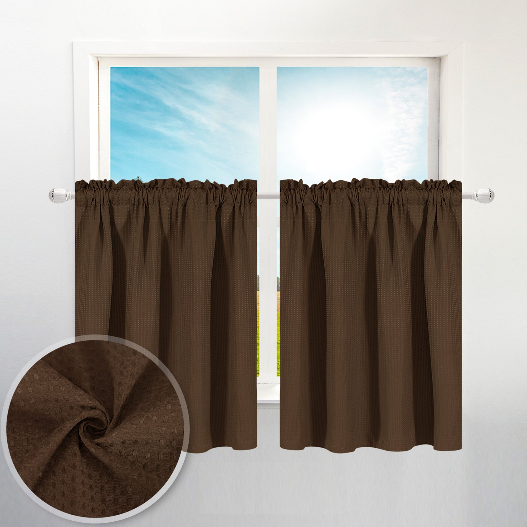 2pcs waffle weave   curtain bathroom small window curtain waterproof suitable for coffee shop and   set of 2 details 21