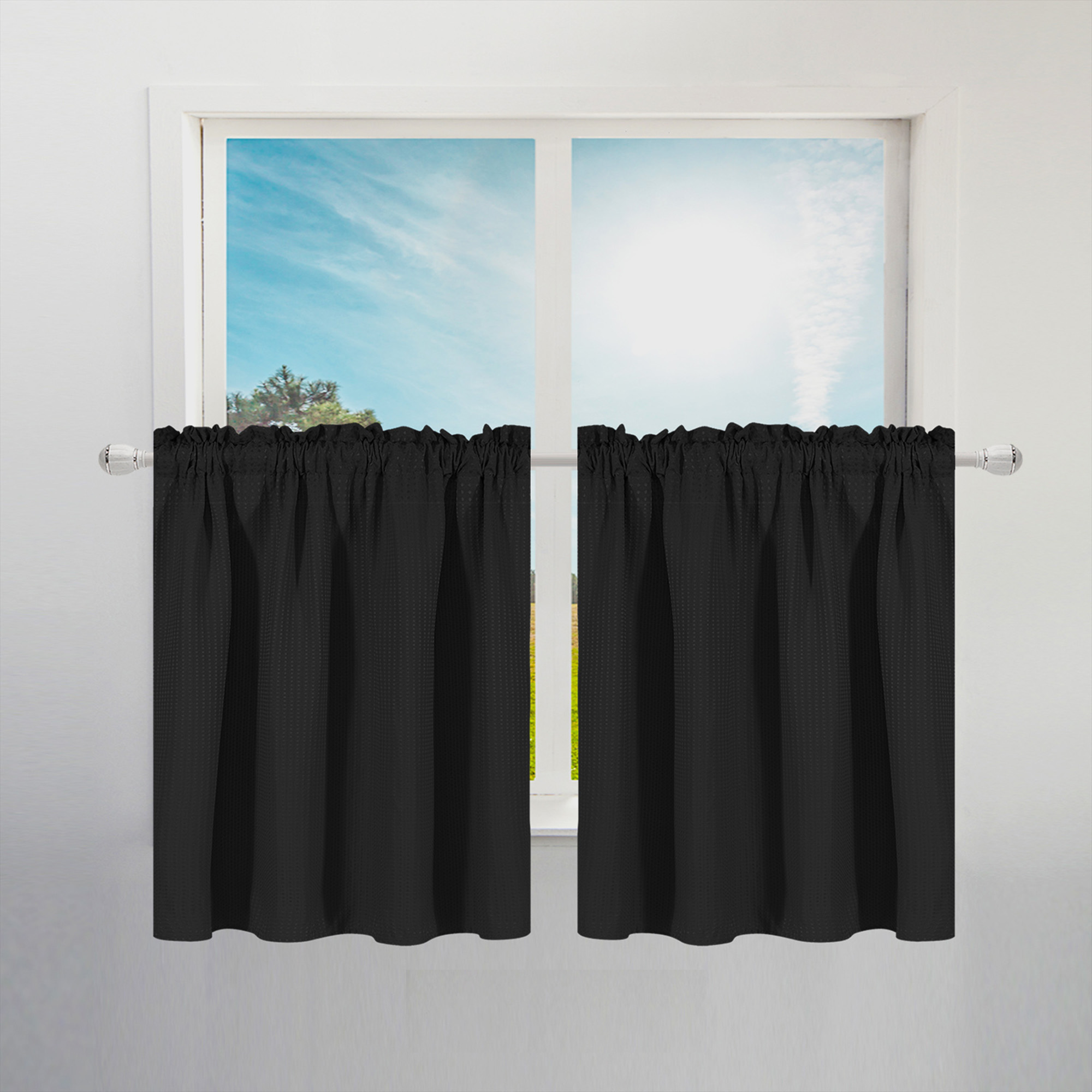 2pcs waffle weave   curtain bathroom small window curtain waterproof suitable for coffee shop and   set of 2 details 23