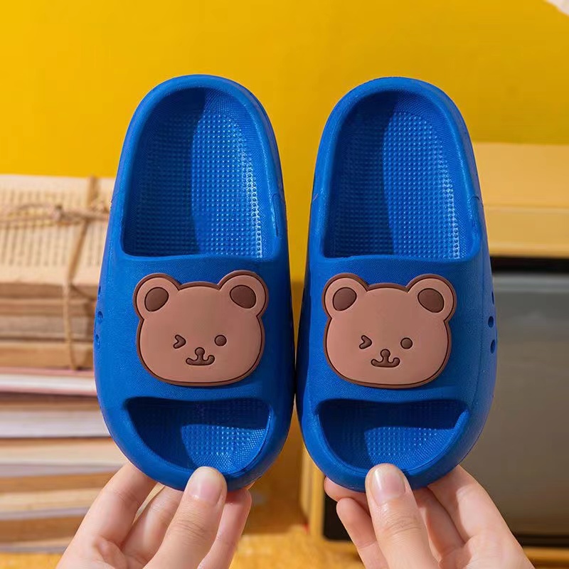 Cute Cartoon Bear Design Slippers For Kids Summer Lightweight Toddler Kids  Shoes Soft PVC Anti Slip Boys Girls Homewear Slips